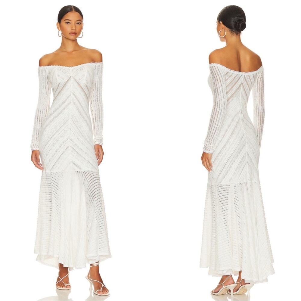 CHARO RUIZ IBIZA Souley Long Sleeve Lace White Maxi Dress Size Small